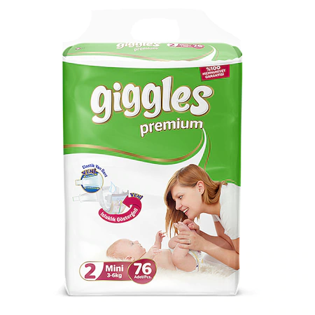 Scutece Giggles Premium 2 N1 din 76 buc (3-6 kg)
