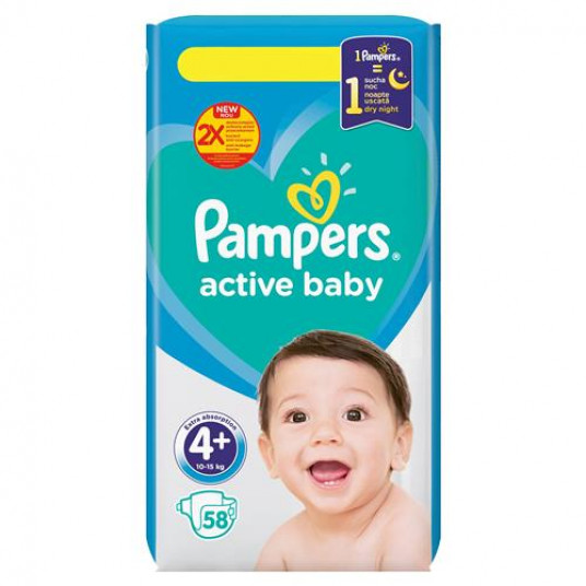 Scutece PAMPERS active baby 4+ N1 din 58 10-15 kg