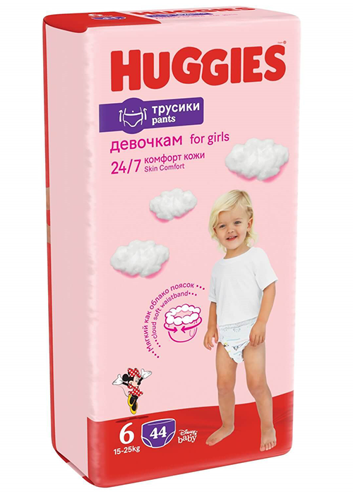 Scutece-chilotei pentru copii HUGGIES PANTS 6 GIRL 16-22 kg 44 buc