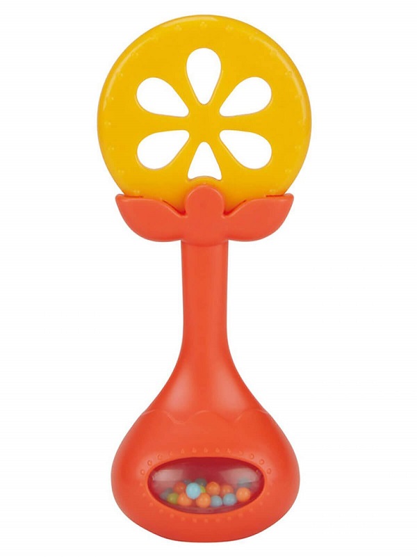 Inel dentitie Babyono cu jucarie zornaitoare Juicy Orange (499/01)