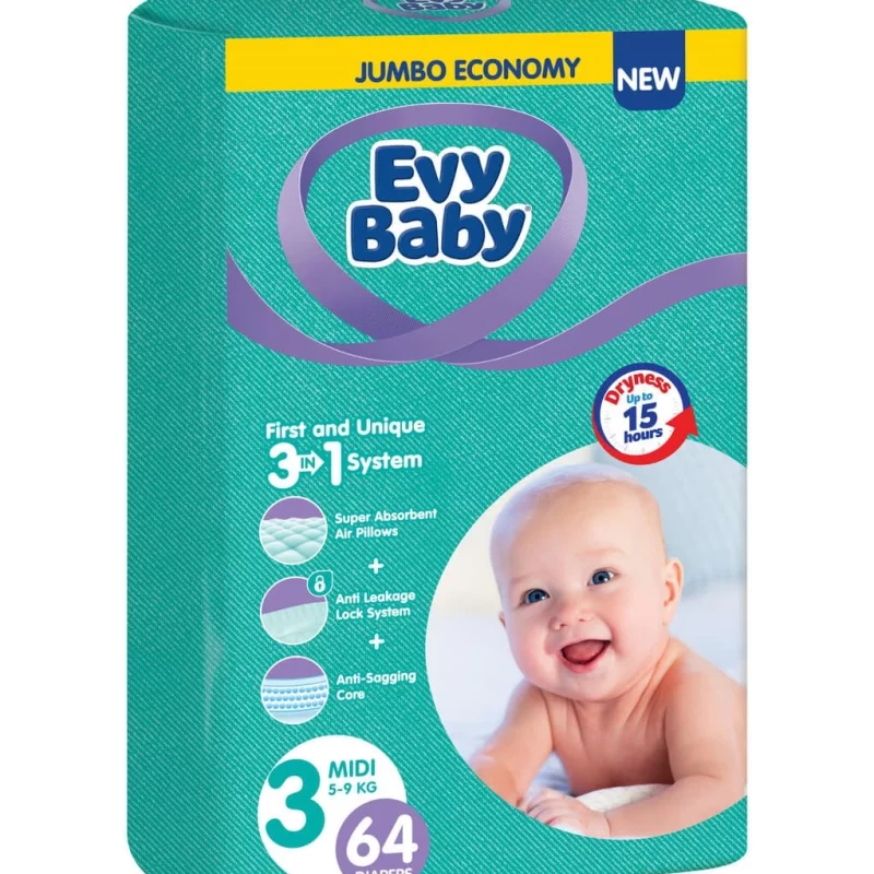 Scutece EvyBaby 3 Midi N1 din 64 (5-9 kg)