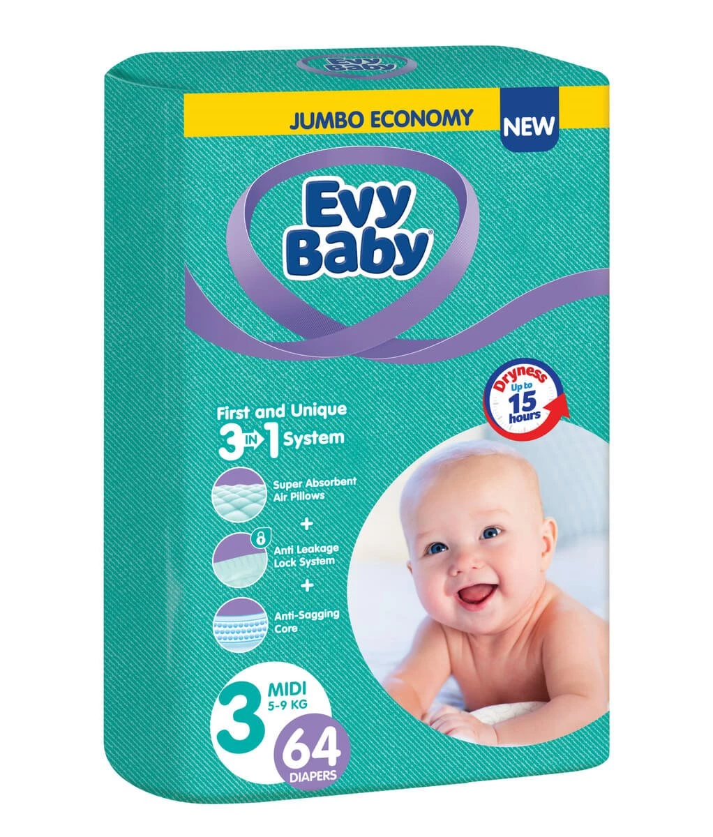 Scutece EvyBaby 3 Midi N1 din 64 (5-9 kg)