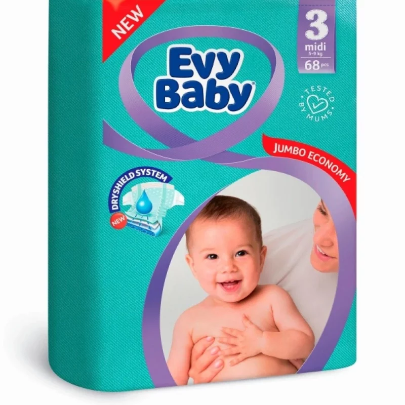 Scutece EvyBaby 3 Midi N1 din 68 (5-9 kg)
