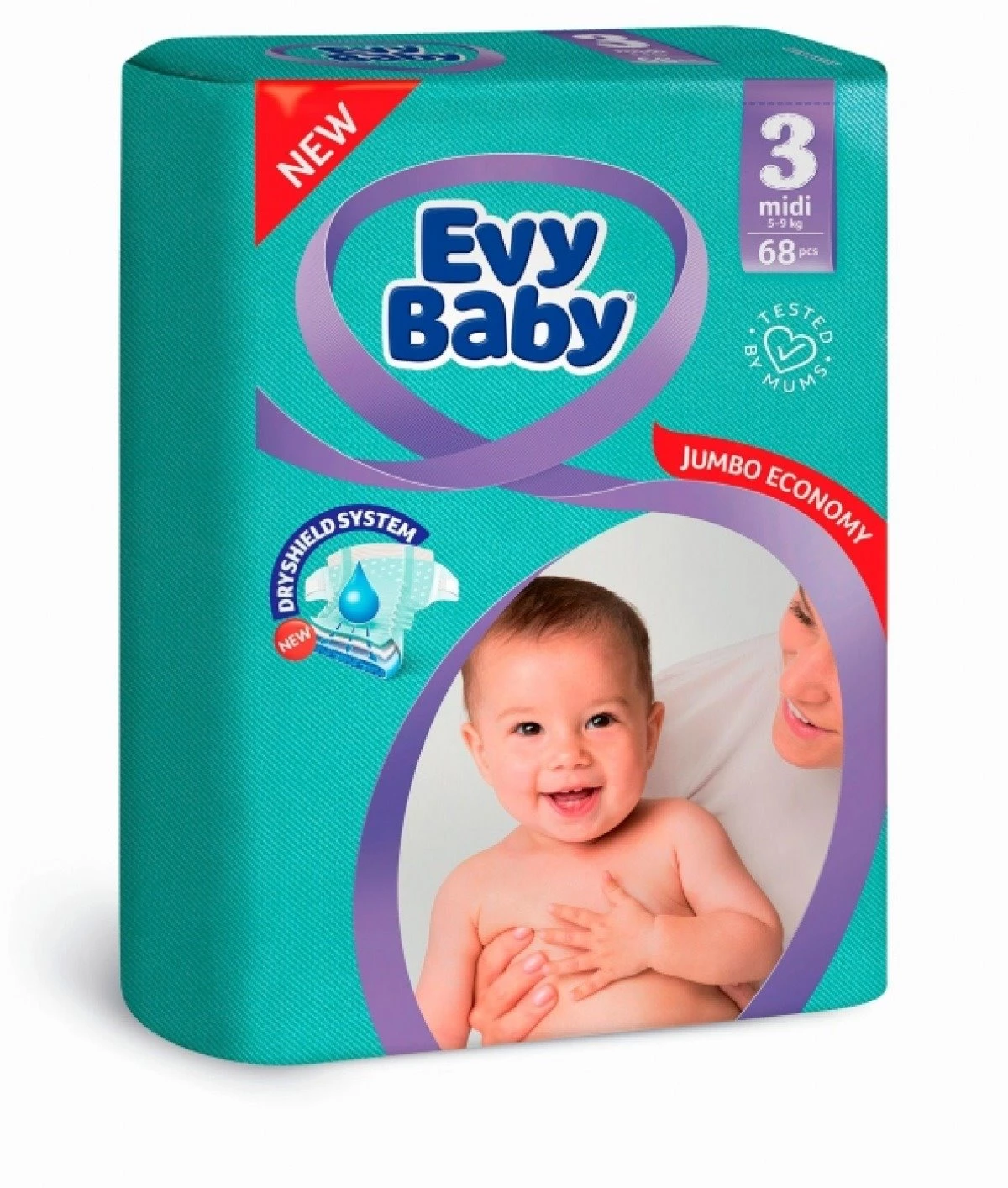 Scutece EvyBaby 3 Midi N1 din 68 (5-9 kg)