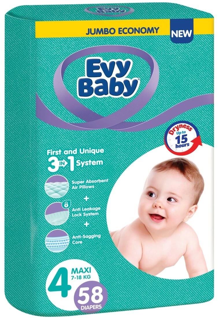 Scutece EvyBaby 4 Maxi N1 din 58 (7-18 kg)